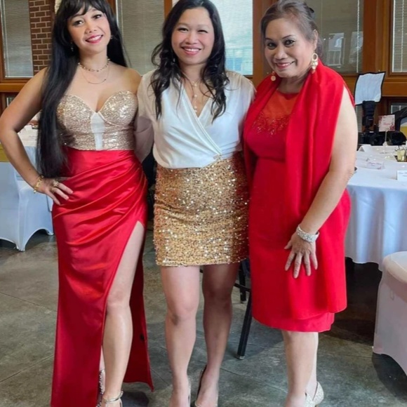 2 in 1 Party Dress White Top Sewn Together with Gold Sequin Skirt Mini - Picture 13 of 15